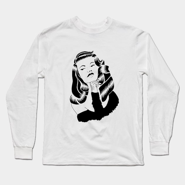 Rita Hayworth Long Sleeve T-Shirt by SaraFuentesArt